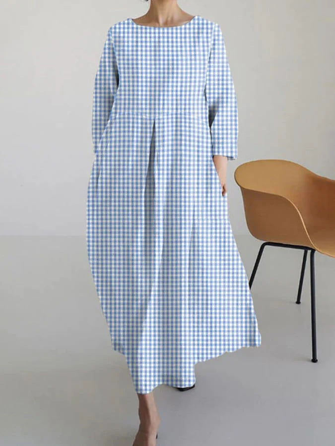 Relaxed-fit Crew-neck High-end Midi-length Printed Dress