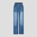 Womens Casual Straight-leg Denim Wide-leg Pants