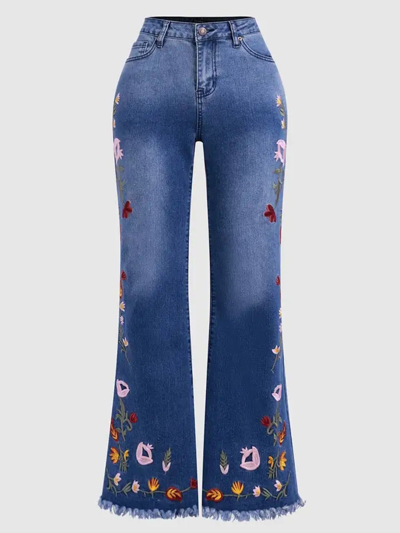 High-elasticity Embroidered Flared Jeans For Women