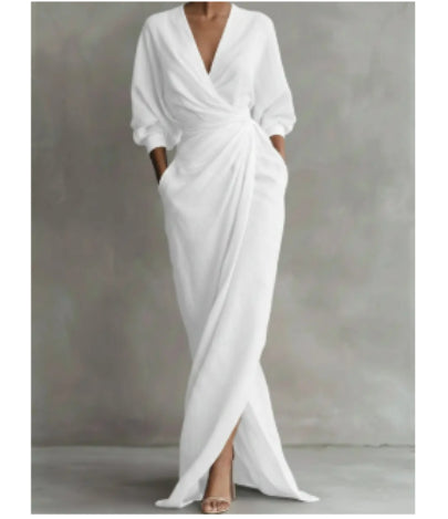 Womens V-neck Waist-cinching Dress