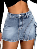 European And American-style Spicy Girl Elastic Denim Skort