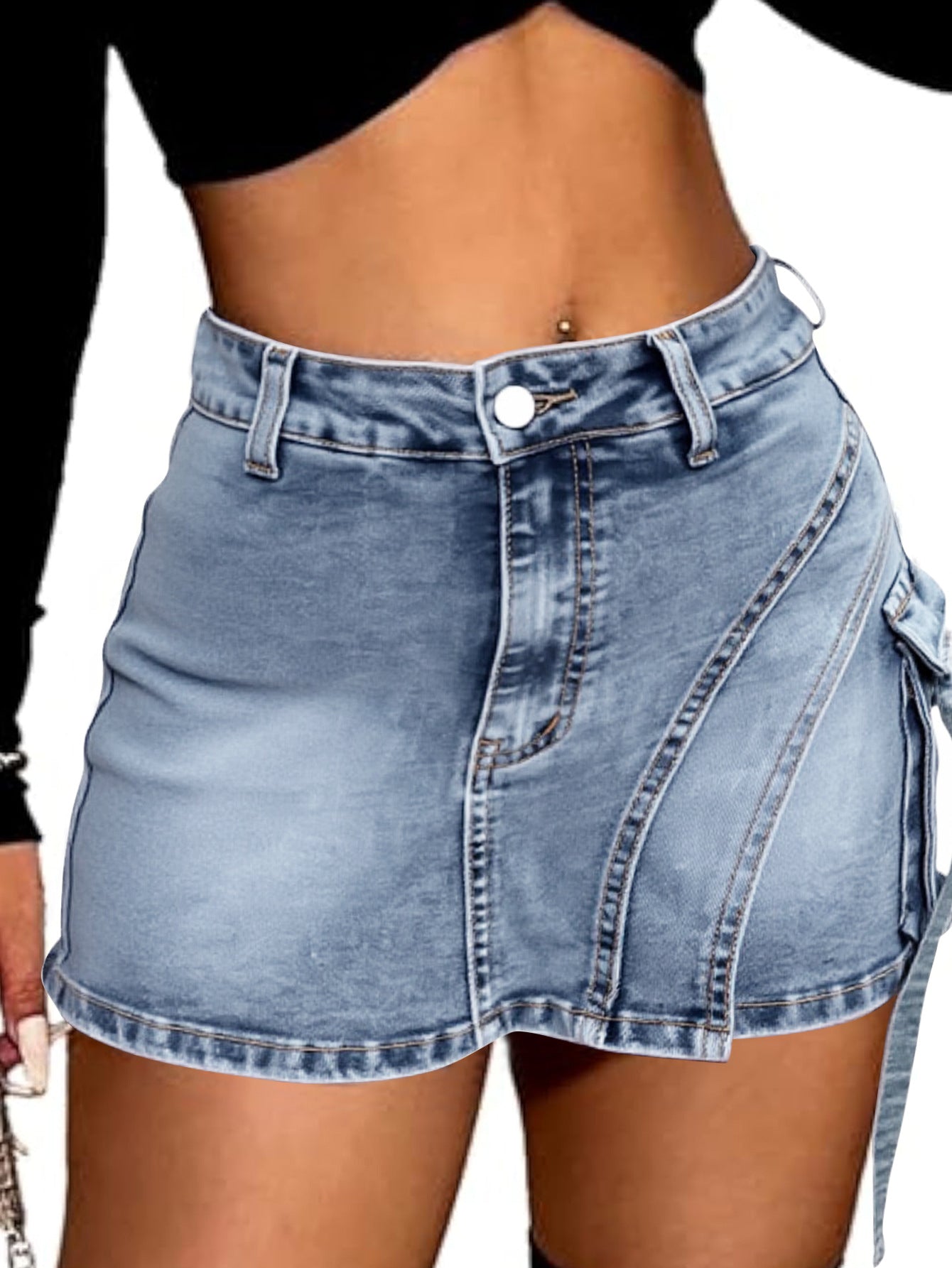 European And American-style Spicy Girl Elastic Denim Skort