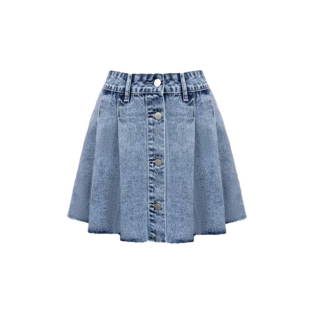 Womens Slimming Wide-leg Denim Skirt