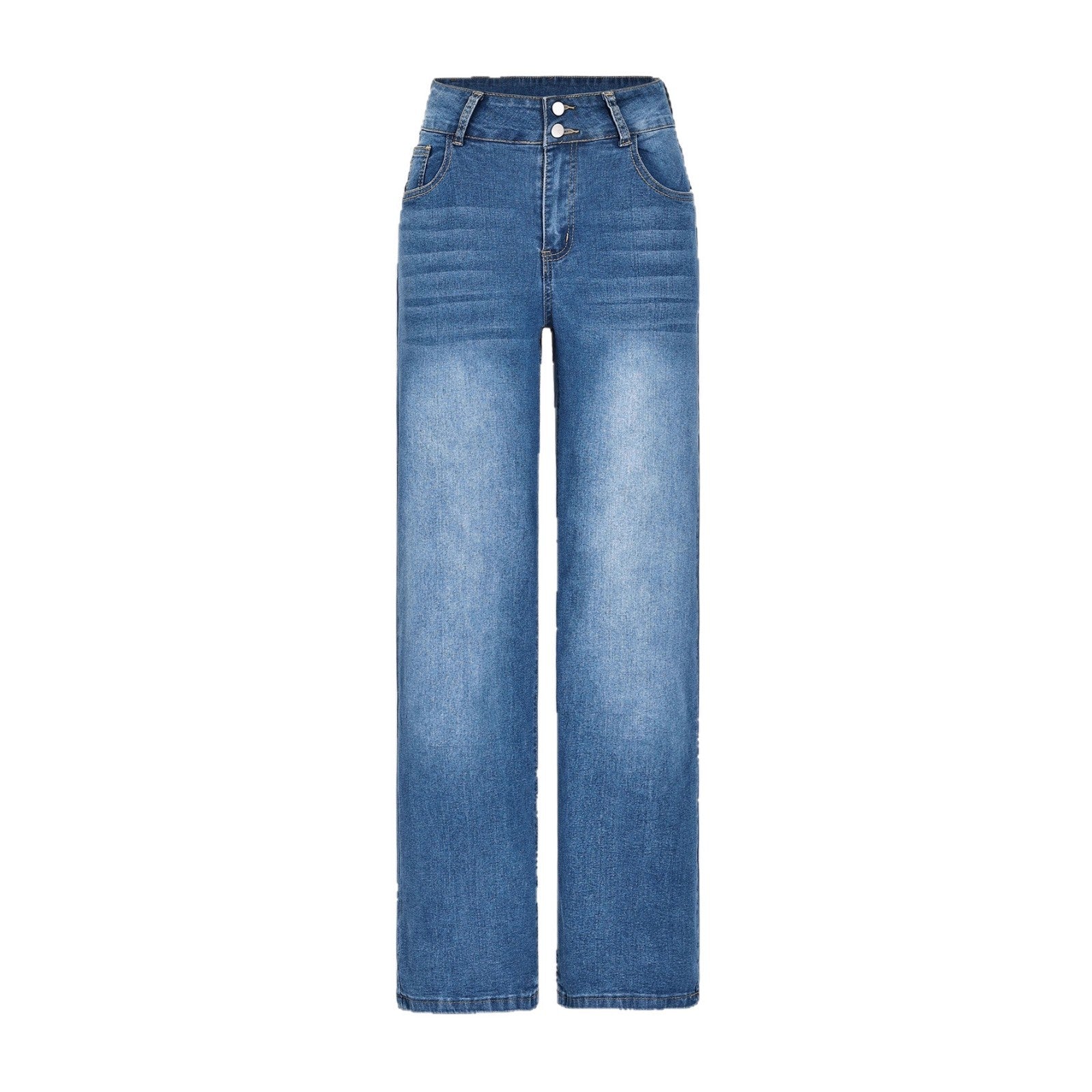 Womens Casual Straight-leg Denim Wide-leg Pants
