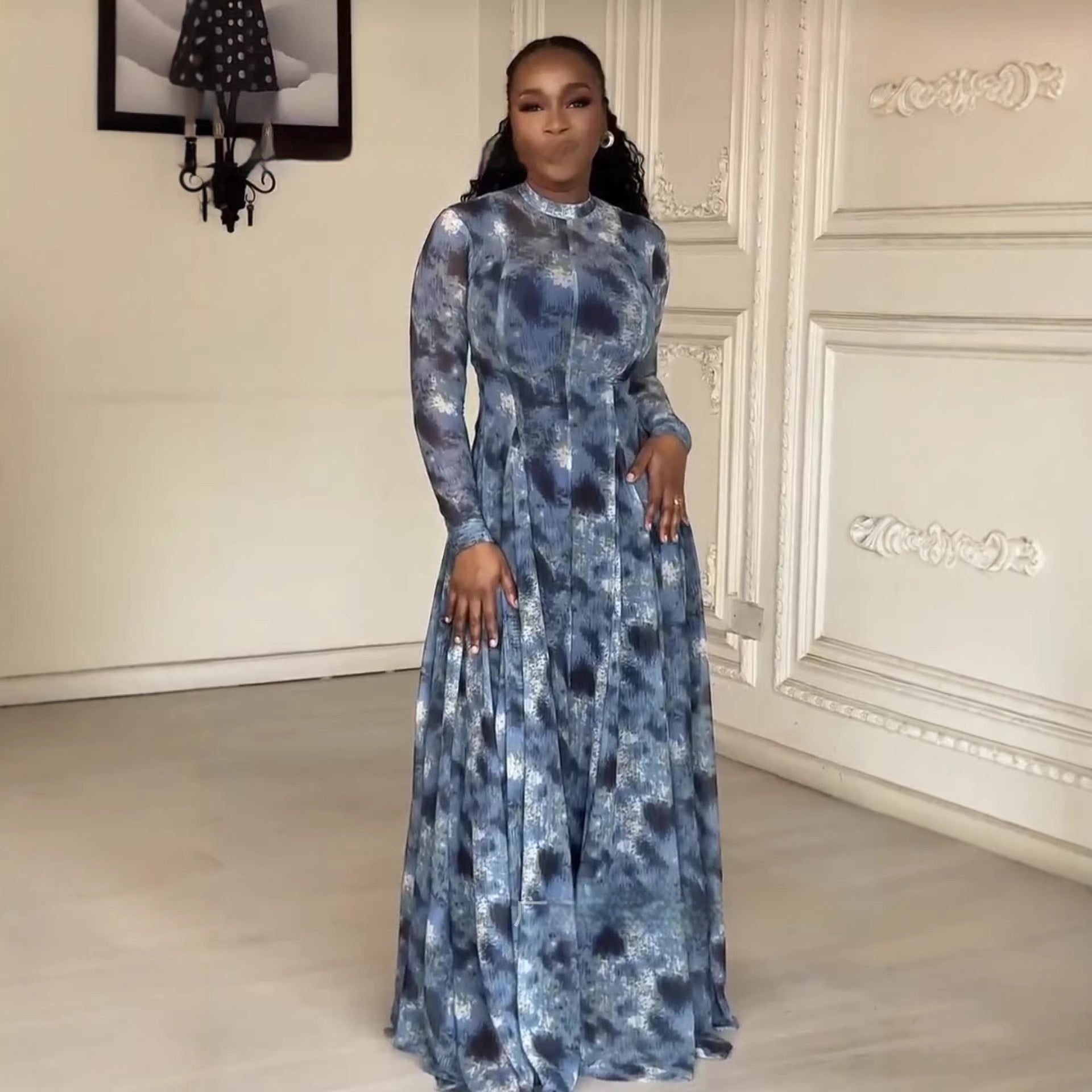 Womens Clothing Figure-hugging Slimming A-line Skirt With A High Neck And Long Dress