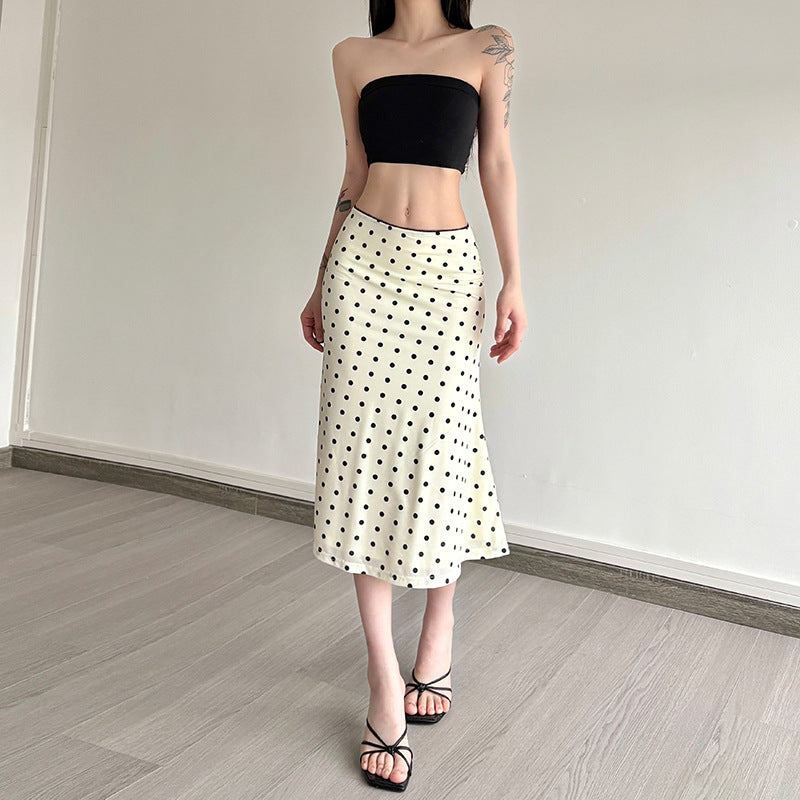New Womens Fashion High-waisted Polka-dot Bodycon Skirt