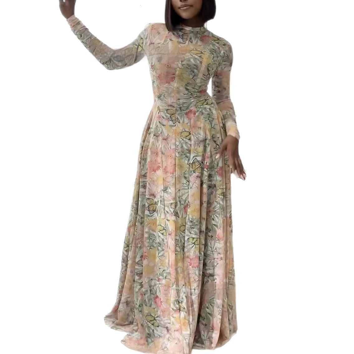 Womens Clothing Figure-hugging Slimming A-line Skirt With A High Neck And Long Dress