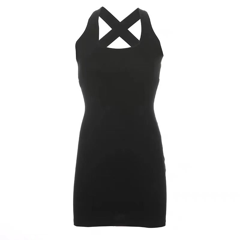 Camisole Halter Cross Tight-fitting Cinched Sheath Dress Women